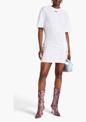 MSGM - Ruched logo-print cotton-jersey mini dress - White - IT 40