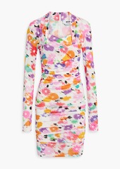 MSGM - Ruched printed stretch-jersey mini dress - Purple - IT 38