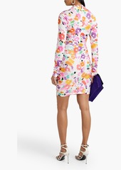 MSGM - Ruched printed stretch-jersey mini dress - Purple - IT 38