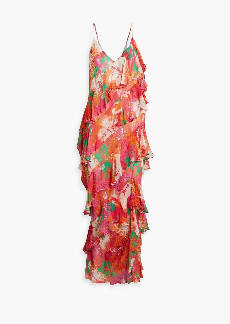 MSGM - Ruffled printed crepon maxi dress - Pink - IT 40