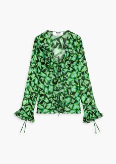 MSGM - Ruffled printed georgette blouse - Green - IT 40