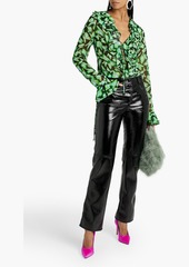 MSGM - Ruffled printed georgette blouse - Green - IT 40