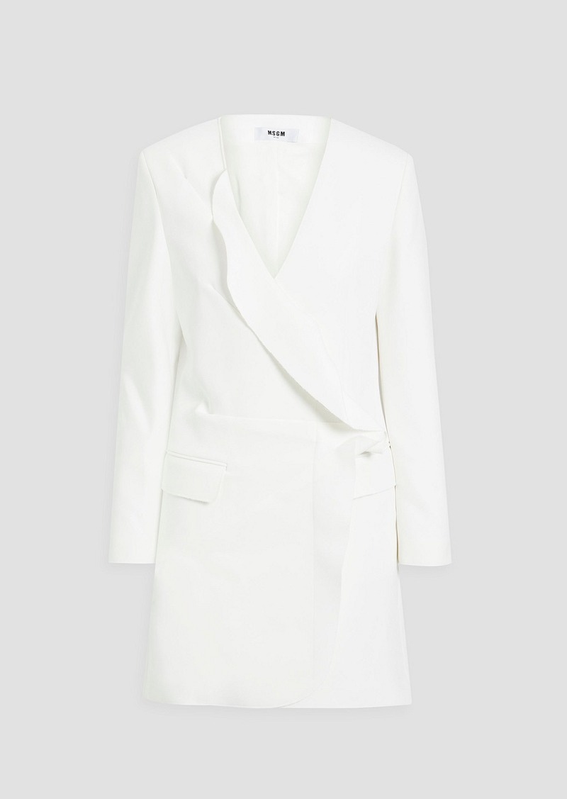 MSGM - Rufflled crepe tuxedo mini dress - White - IT 40