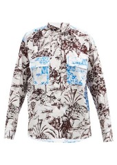 MSGM Bi-colour jungle-print cotton-poplin shirt