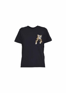 MSGM Black cotton T-shirt with animal rhinestone applique MSGM