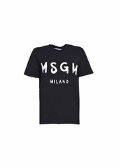 MSGM Black cotton T-shirt with logo print MSGM