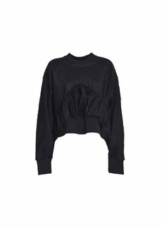 MSGM Black cotton tulle-covered crewneck sweatshirt MSGM