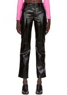 MSGM Black Crinkled Faux-Leather Pants