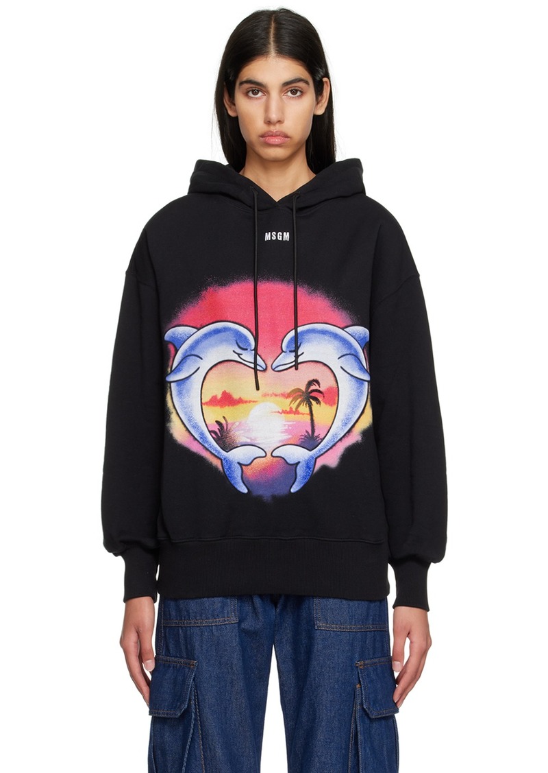 MSGM Black Dolphin Hoodie