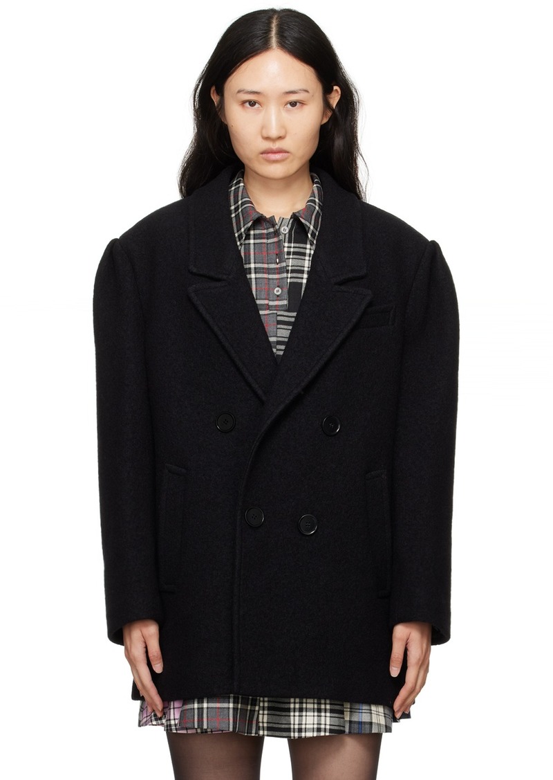 MSGM Black Double-Breasted Coat