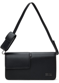 MSGM Black Double Flap Baguette Bag