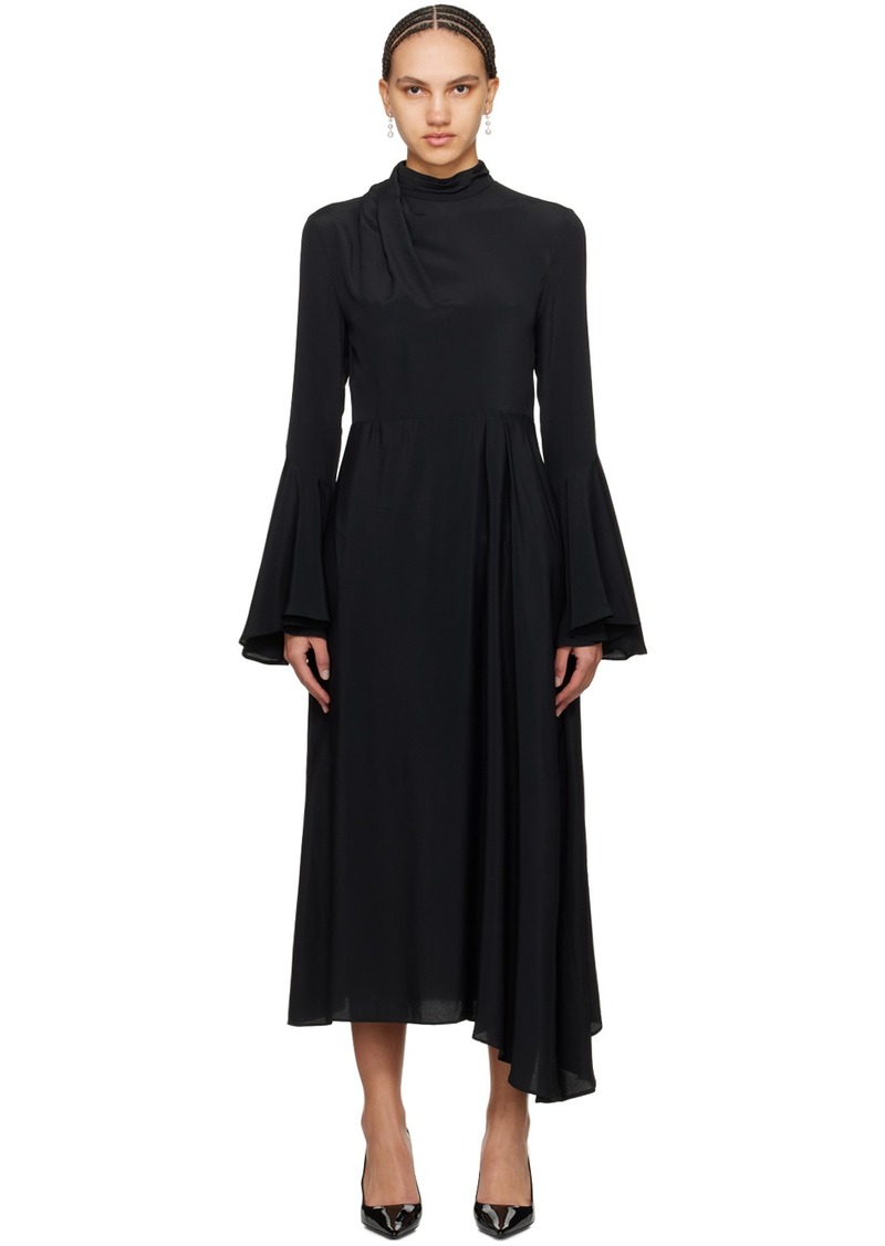 MSGM Black Draped Maxi Dress