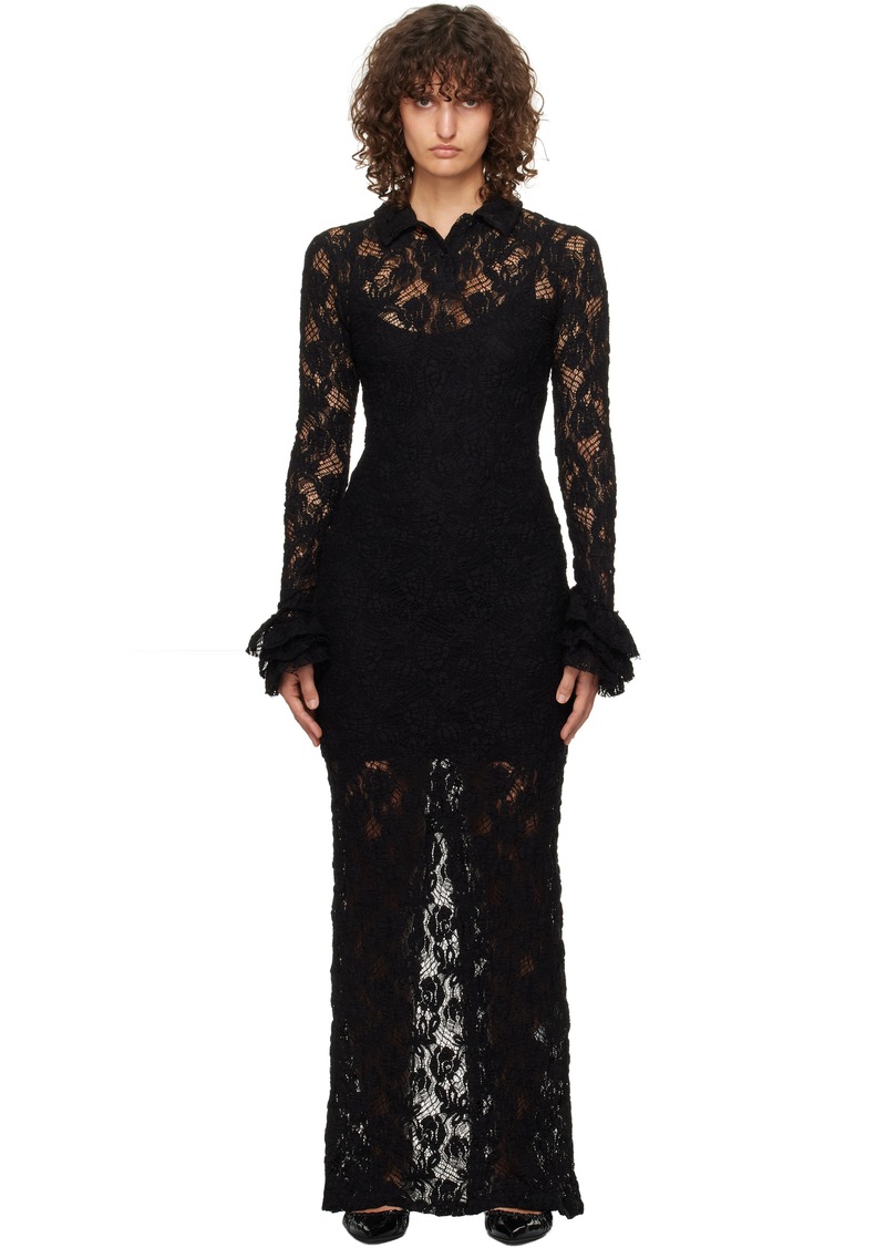 MSGM Black Lace Maxi Dress