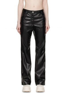 MSGM Black Paneled Faux-Leather Trousers