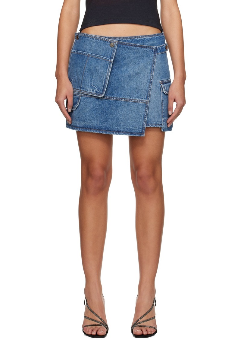 MSGM Blue Cargo Denim Miniskirt