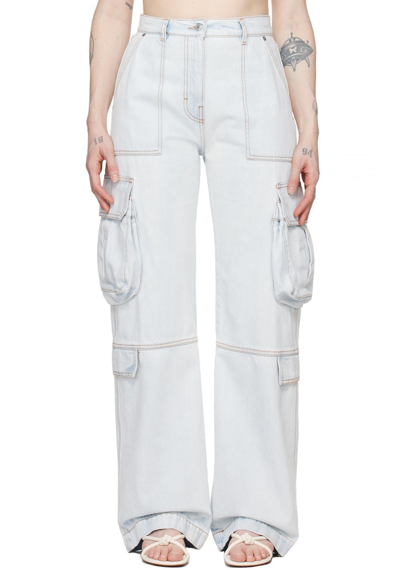 MSGM Blue Oversized Denim Cargo Pants