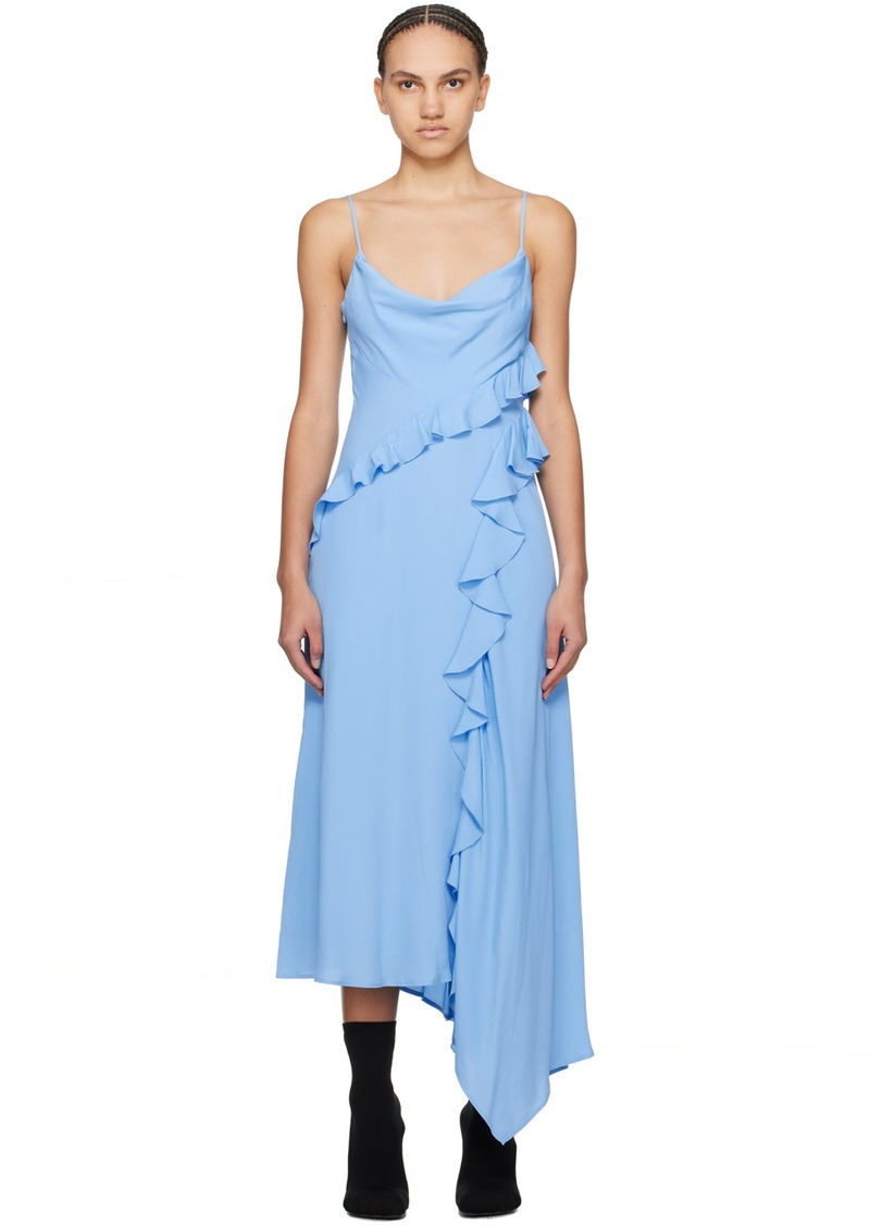 MSGM Blue Ruffle Maxi Dress