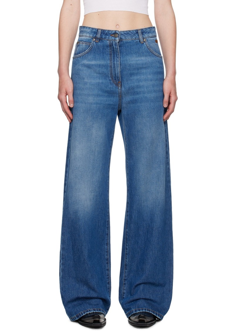 MSGM Blue Wide-Leg Pre-Washed Effect Jeans