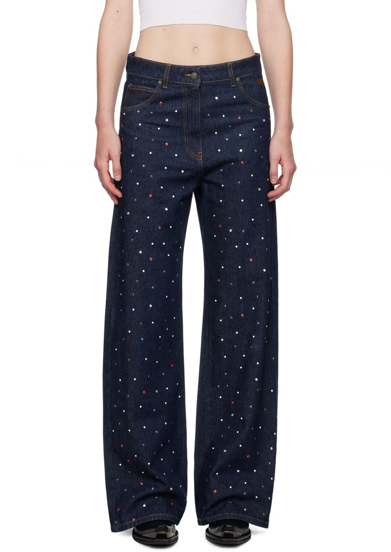 MSGM Blue Wide-Leg Studs Jeans