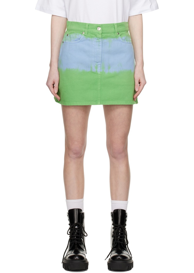 MSGM Green & Blue Tie-Dye Denim Mini Skirt