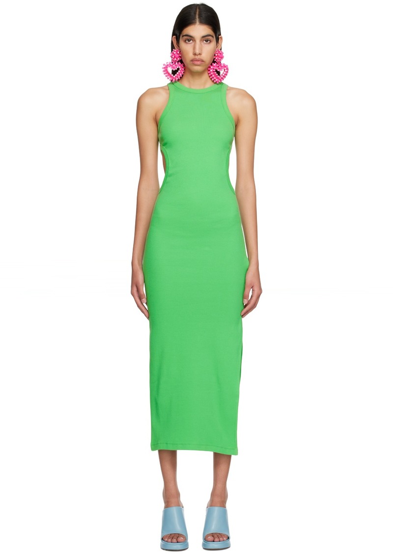 MSGM Green Cutout Midi Dress