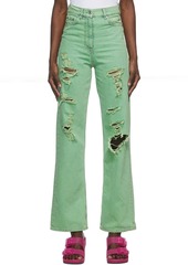 MSGM Green Distressed Jeans