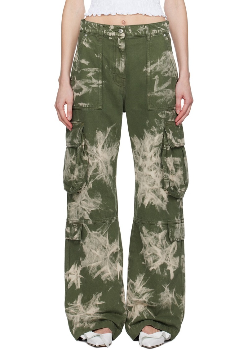 MSGM Green Tie-Dye Denim Cargo Pants