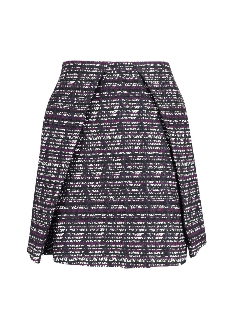 MSGM Jacquard Insert Pleat Knee Length Skirt in Multicolor Polyester