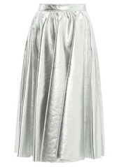 MSGM Metallic faux-leather flared midi skirt