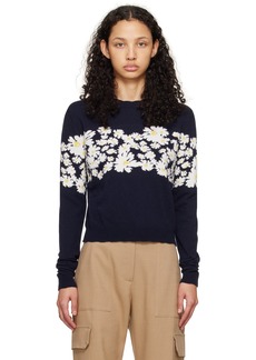 MSGM Navy Floral Sweater