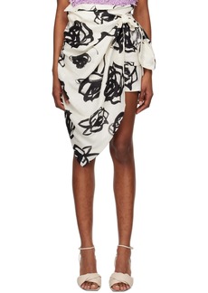 MSGM Off-White & Black Rose Brushstroke Miniskirt