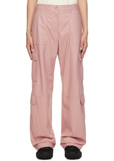 MSGM Pink Cargo Pockets Faux-Leather Trousers