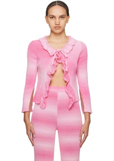 MSGM Pink Self-Tie Cardigan