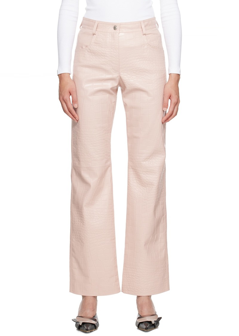 MSGM Pink Straight-Leg Faux-Leather Trousers