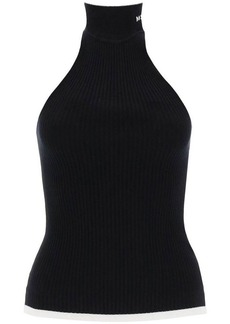 Msgm ribbed tank top with halterneck