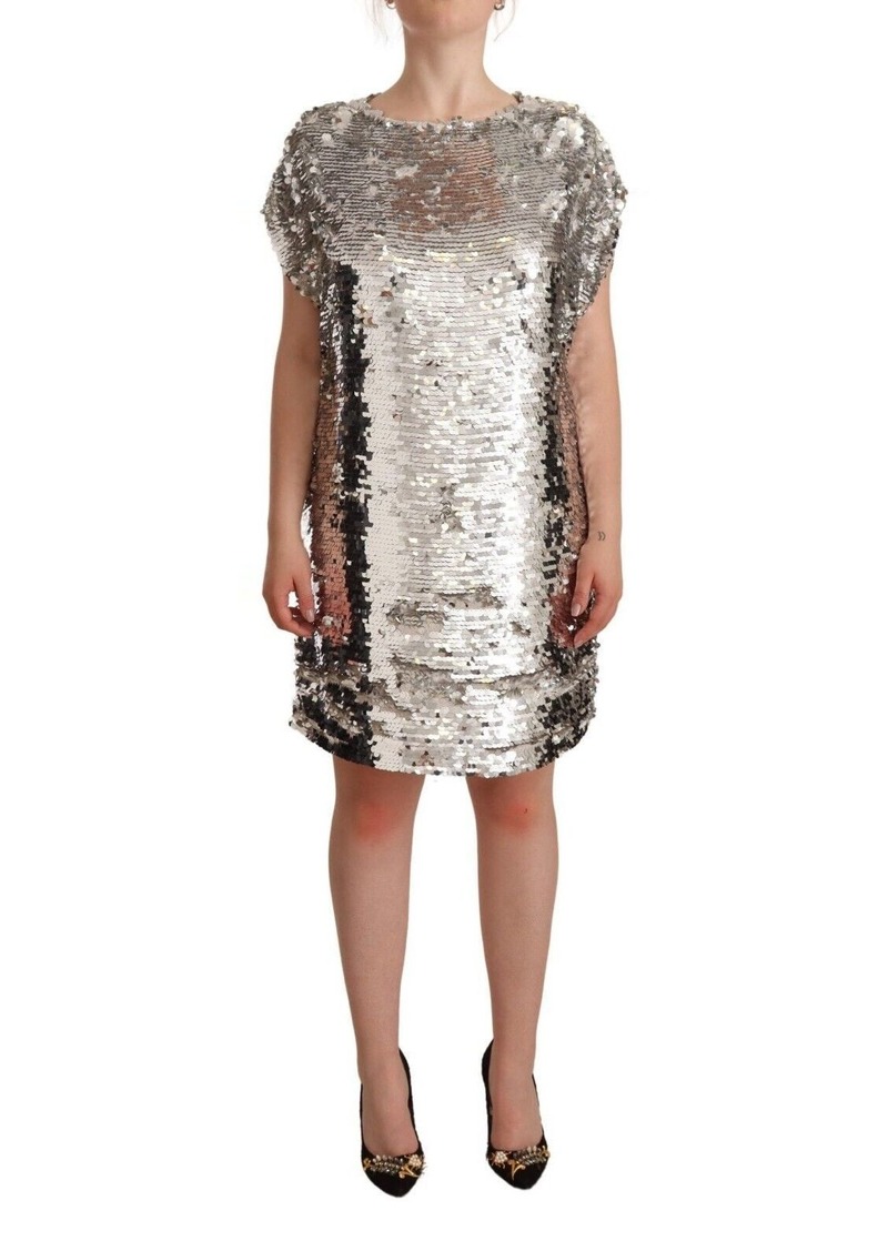 MSGM Sequined Polyester Short Sleeves Shift Mini Women's Dress