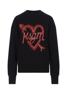 MSGM Sweatshirt With Logo and Heart Print