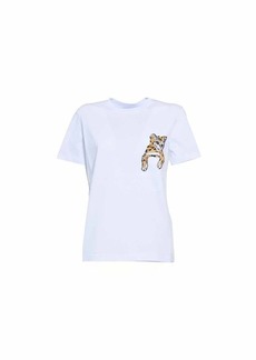 MSGM White cotton T-shirt with animal rhinestone applique MSGM