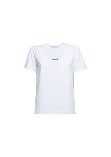 MSGM White cotton T-shirt with logo print MSGM