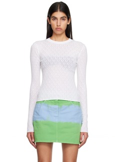 MSGM White Crewneck Long Sleeve T-Shirt