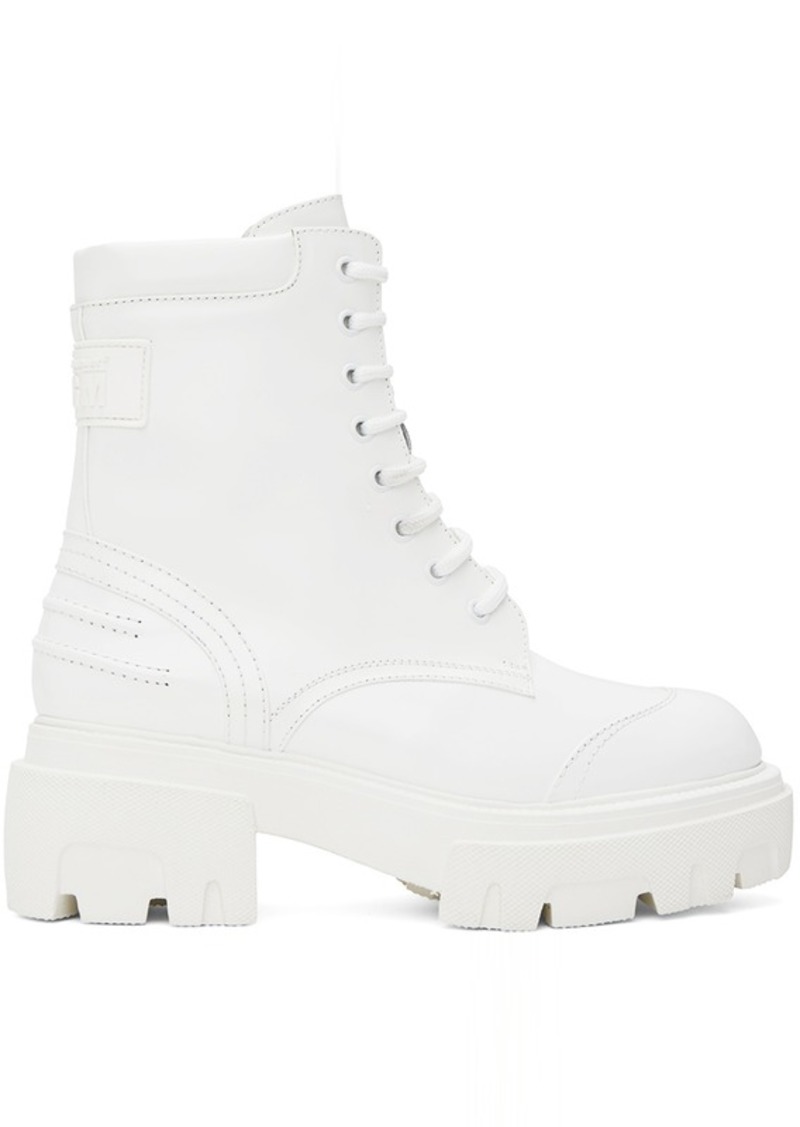 MSGM White Lace-Up Boots