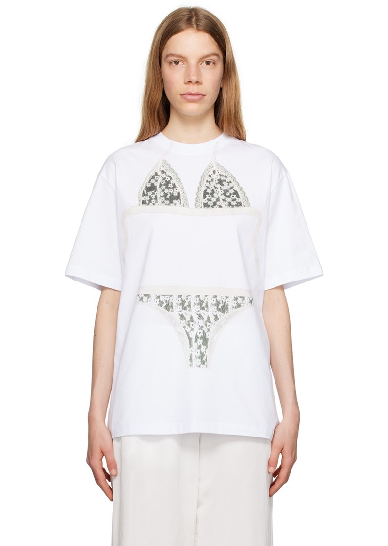 MSGM White Printed T-Shirt