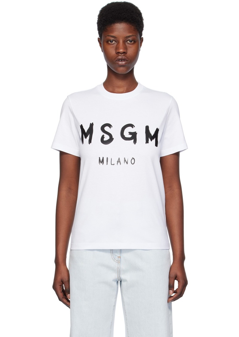 MSGM White Solid Color T-Shirt