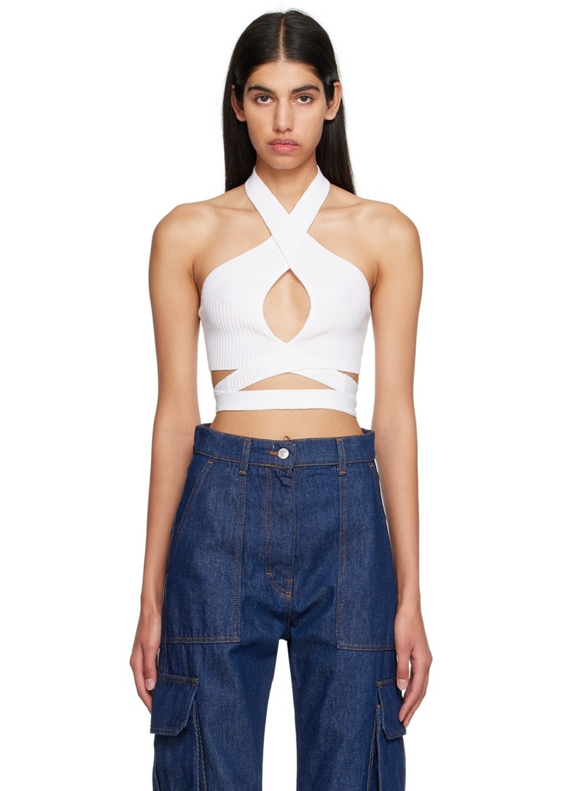 MSGM White Wrap Tank Top