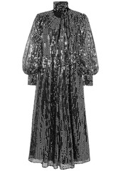 Msgm Woman Sequined Tulle Maxi Dress Black