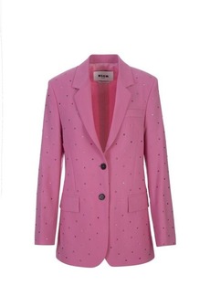 MSGM "Wool Suiting" Jacket In Virgin Wool With Jewelled Applications