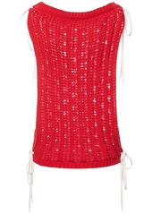 MSGM Openwork Cotton Lace Sleeveless Top
