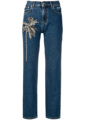 MSGM palm tree-embellished jeans