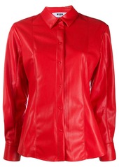 MSGM panelled faux-leather shirt