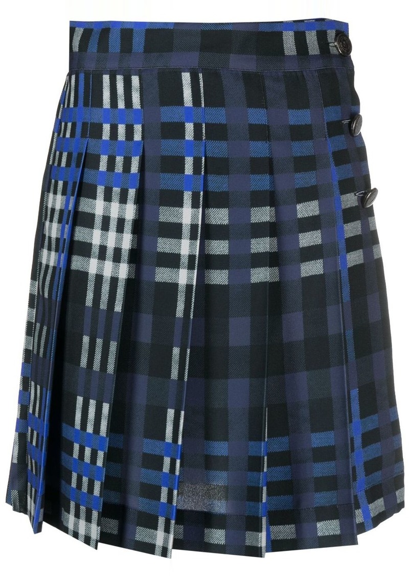 MSGM plaid-check pleated skirt